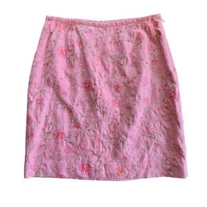 Ann Taylor Pink Ruched Pencil Skirt